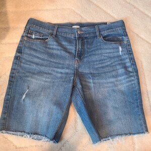 Old Navy Bermuda Denim Shorts Distressed Womens Size 10 Medium Wash